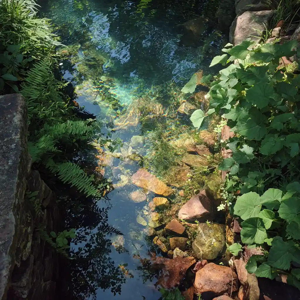 Side view of rock pond in the surrey hills