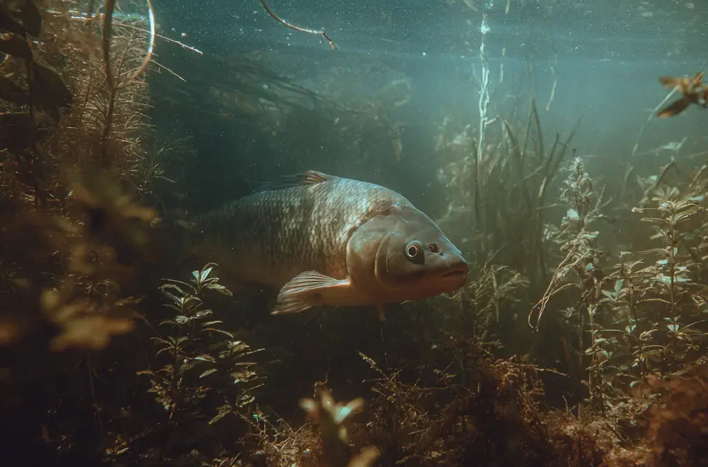 A fish inside a natural pond
